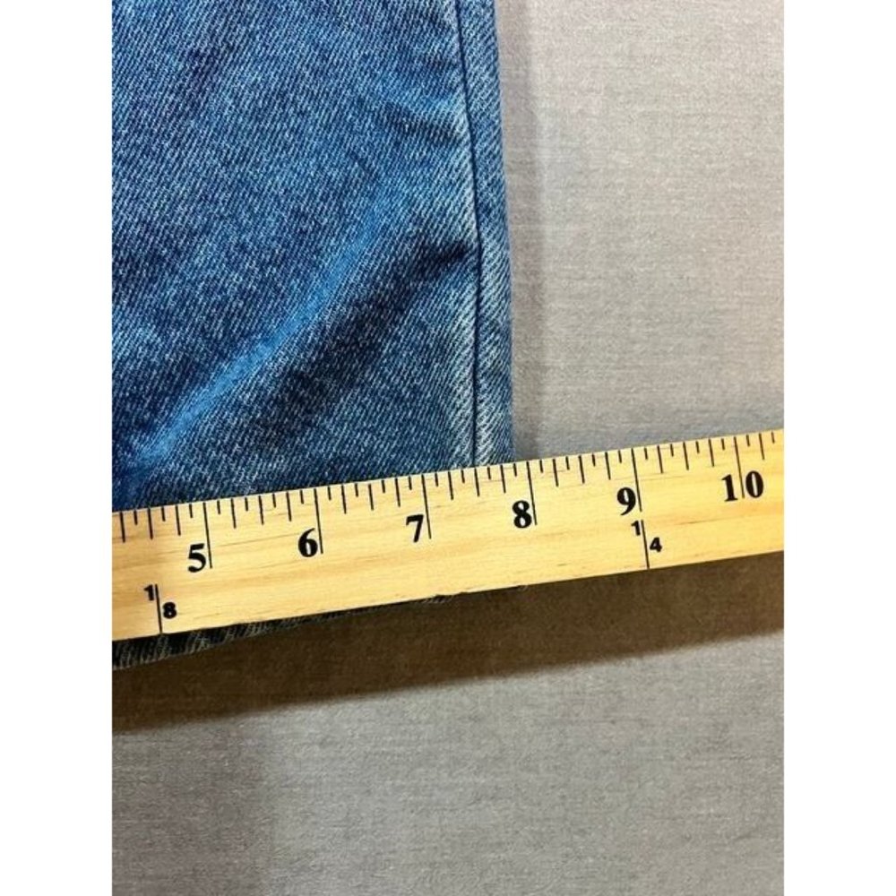 L.L.Bean Insulated Pants Womens 16 Blue Denim Belted Pocketed 34x29 - Picture 8 of 10